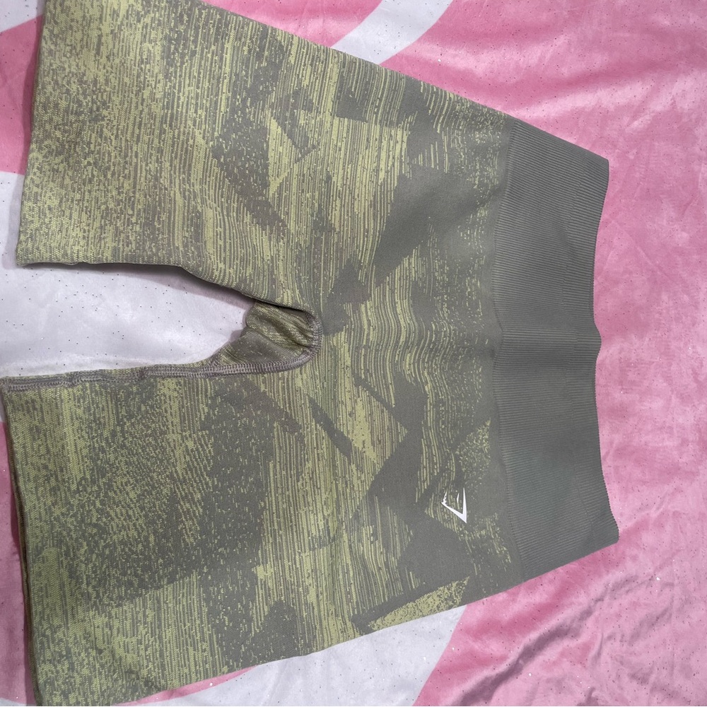 Green Patterned Athletic Shorts